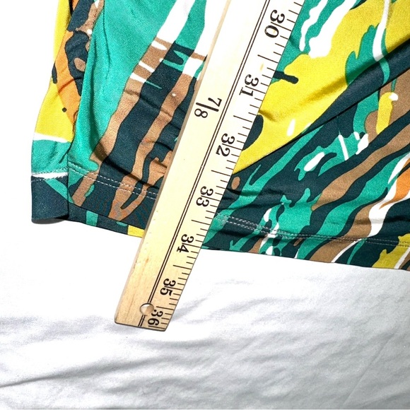 BCBG Maxazria Women’s S Bodycon Stretch Green Tide Multi Jersey Dress Short Slv - Picture 9 of 10